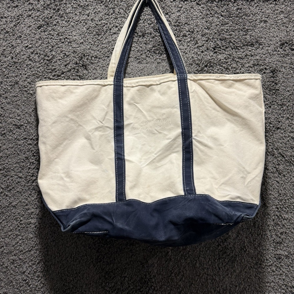 Early 90s L.L. Bean Boat And Tote Canvas Bag Made In USA Indigo Blue XL Zipper